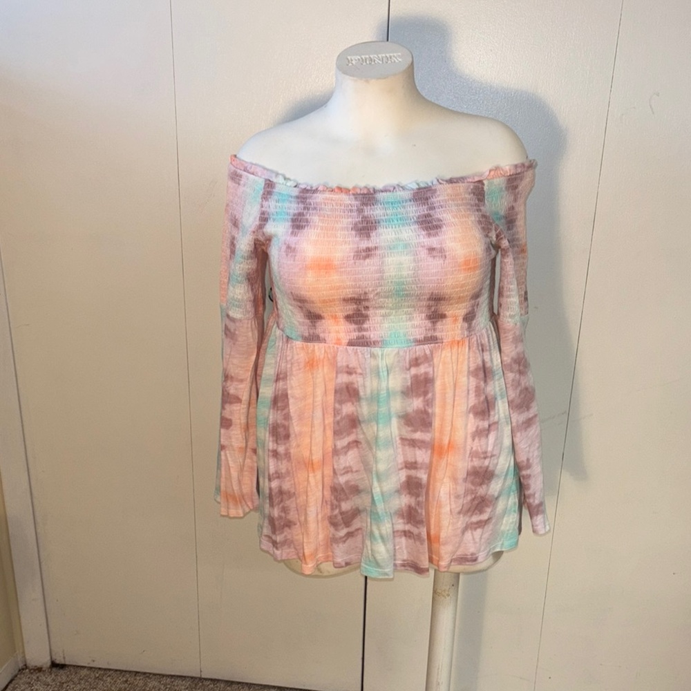 Torrid Multicolor Pastel Off-Shoulder Top, size